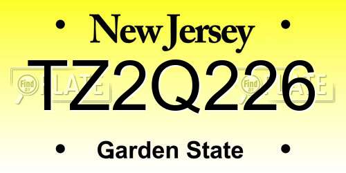 TZ2Q226 New Jersey License Plate