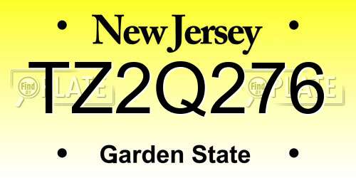 TZ2Q276 New Jersey License Plate