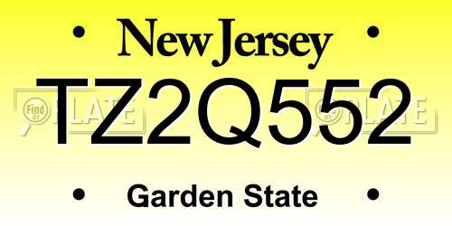 TZ2Q552 New Jersey License Plate