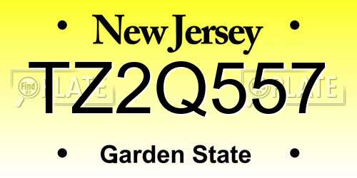 TZ2Q557 New Jersey License Plate