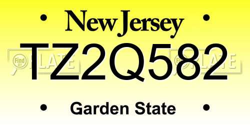 TZ2Q582 New Jersey License Plate
