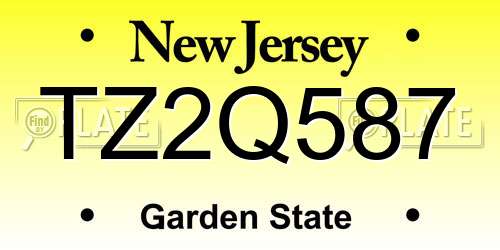 TZ2Q587 New Jersey License Plate