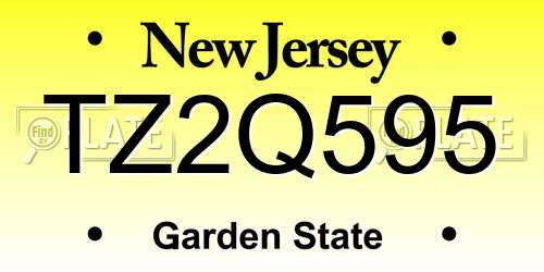 TZ2Q595 New Jersey License Plate