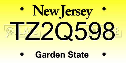 TZ2Q598 New Jersey License Plate