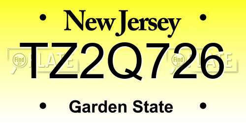 TZ2Q726 New Jersey License Plate