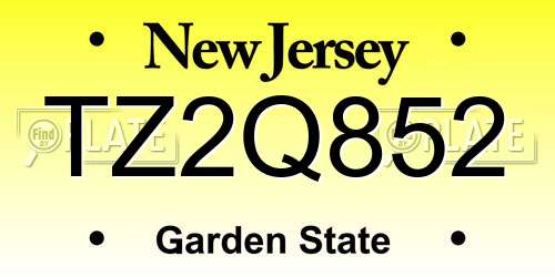 TZ2Q852 New Jersey License Plate