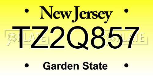 TZ2Q857 New Jersey License Plate