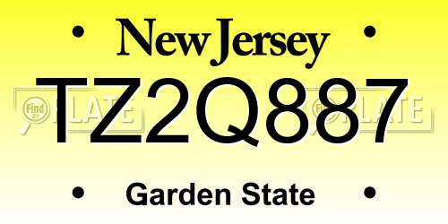 TZ2Q887 New Jersey License Plate