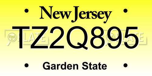 TZ2Q895 New Jersey License Plate