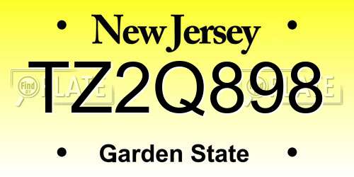 TZ2Q898 New Jersey License Plate