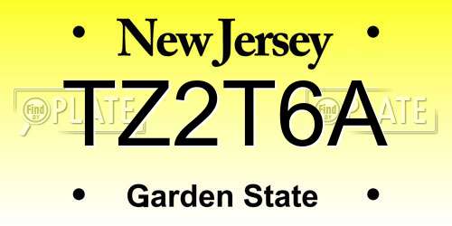 TZ2T6A New Jersey License Plate