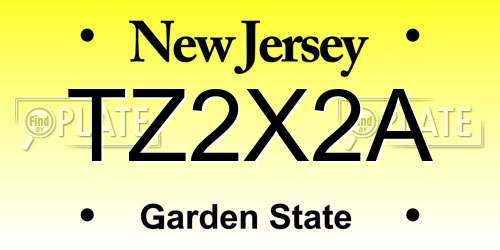 TZ2X2A New Jersey License Plate