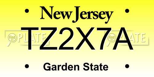 TZ2X7A New Jersey License Plate