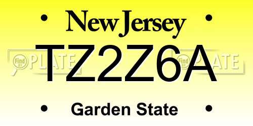 TZ2Z6A New Jersey License Plate