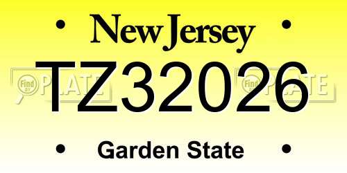 TZ32026 New Jersey License Plate