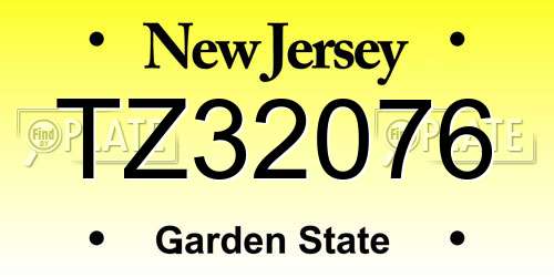 TZ32076 New Jersey License Plate