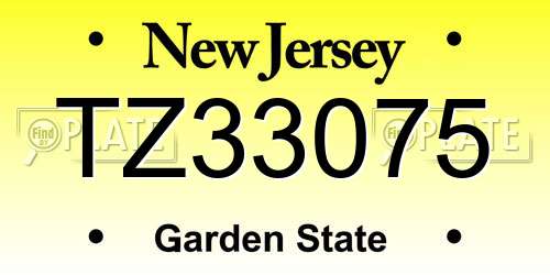 TZ33075 New Jersey License Plate
