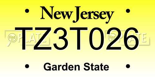 TZ3T026 New Jersey License Plate
