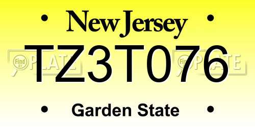 TZ3T076 New Jersey License Plate