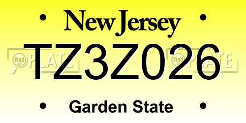 TZ3Z026 New Jersey License Plate