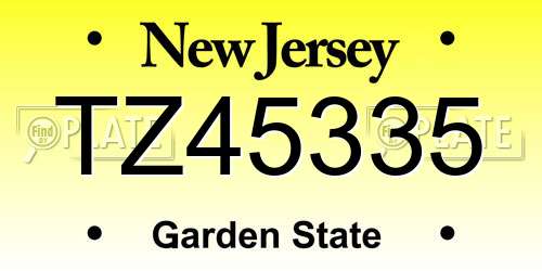 TZ45335 New Jersey License Plate