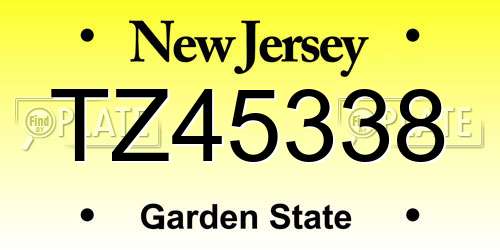 TZ45338 New Jersey License Plate