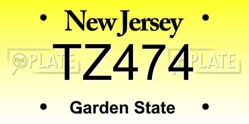 TZ474 New Jersey License Plate