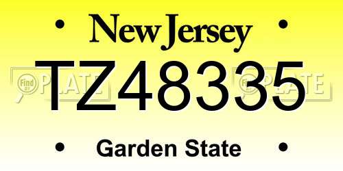 TZ48335 New Jersey License Plate