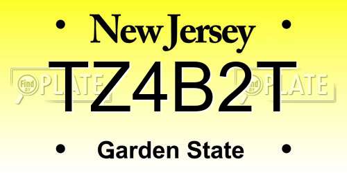 TZ4B2T New Jersey License Plate