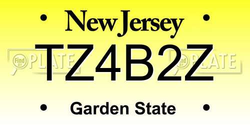 TZ4B2Z New Jersey License Plate