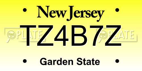 TZ4B7Z New Jersey License Plate
