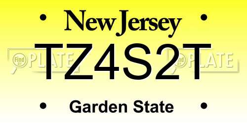 TZ4S2T New Jersey License Plate
