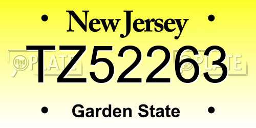 TZ52263 New Jersey License Plate