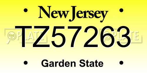 TZ57263 New Jersey License Plate
