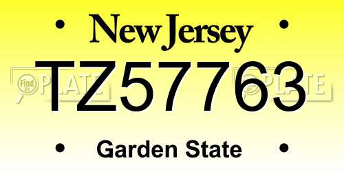 TZ57763 New Jersey License Plate