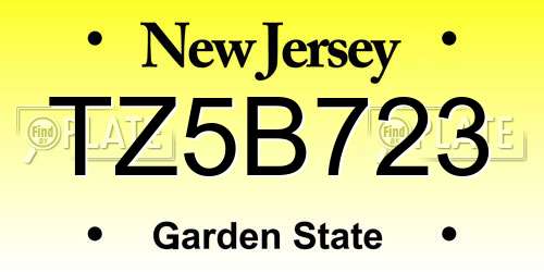 TZ5B723 New Jersey License Plate