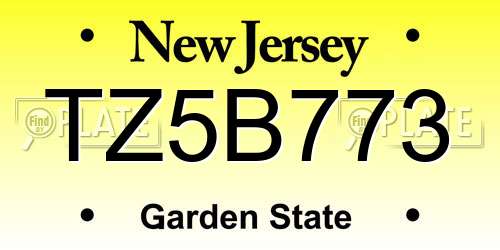TZ5B773 New Jersey License Plate