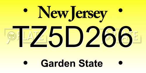 TZ5D266 New Jersey License Plate