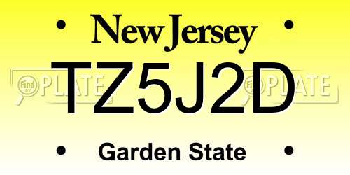 TZ5J2D New Jersey License Plate