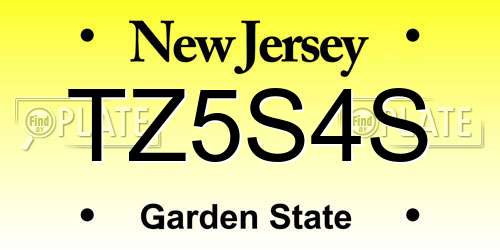 TZ5S4S New Jersey License Plate