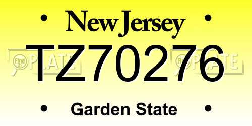 TZ70276 New Jersey License Plate