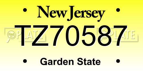 TZ70587 New Jersey License Plate
