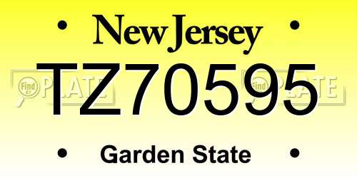 TZ70595 New Jersey License Plate