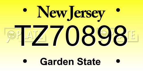 TZ70898 New Jersey License Plate