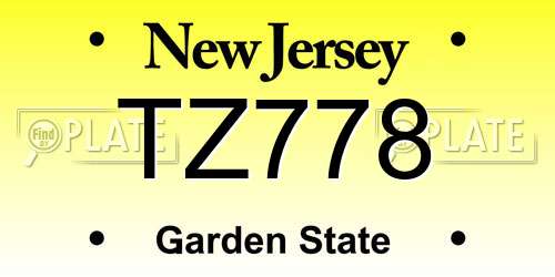 TZ778 New Jersey License Plate