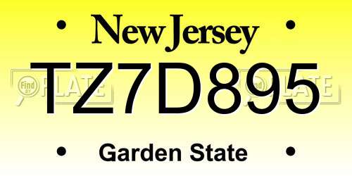 TZ7D895 New Jersey License Plate