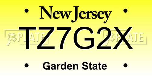 TZ7G2X New Jersey License Plate