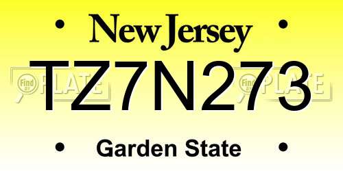 TZ7N273 New Jersey License Plate