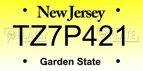 TZ7P421 New Jersey License Plate