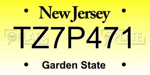 TZ7P471 New Jersey License Plate